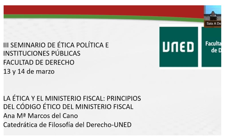 La ética y el Ministerio Fiscal: principios del Código Ético del Ministerio Fiscal, por Ana María Marcos.